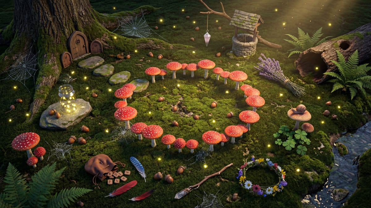 Magical fairy ring in a mystical garden