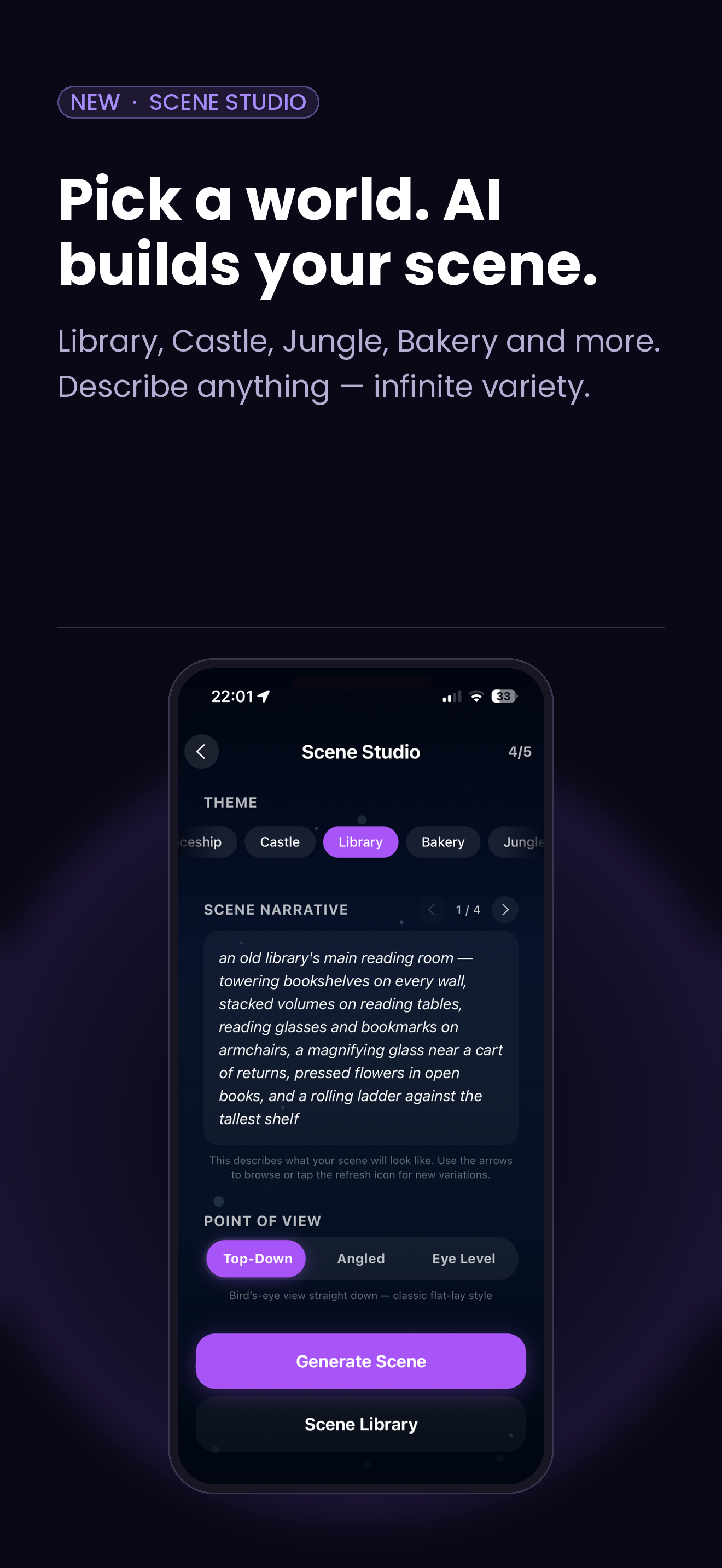 Scene studio with curated collections