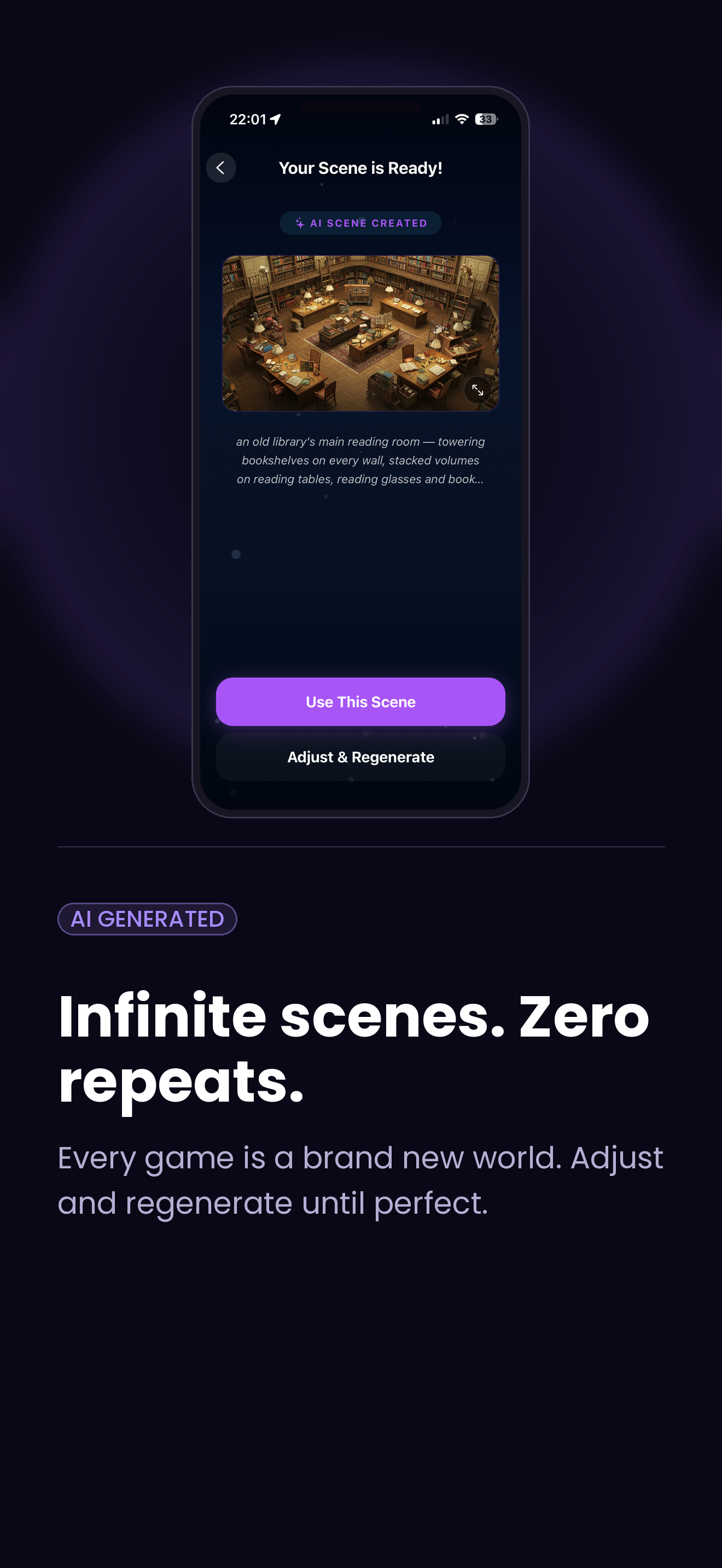 AI scene generator with custom themes