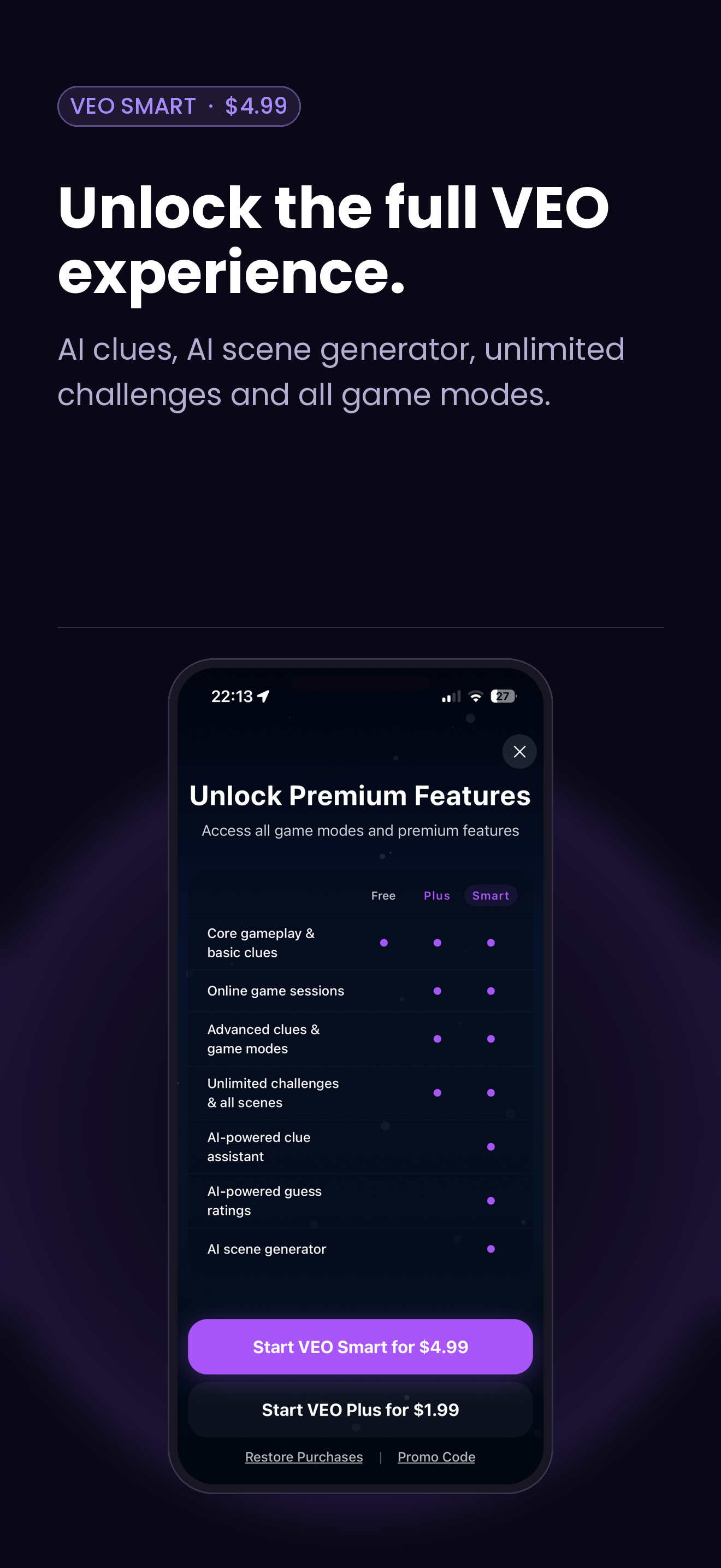 VEO Plus and Smart subscription plans