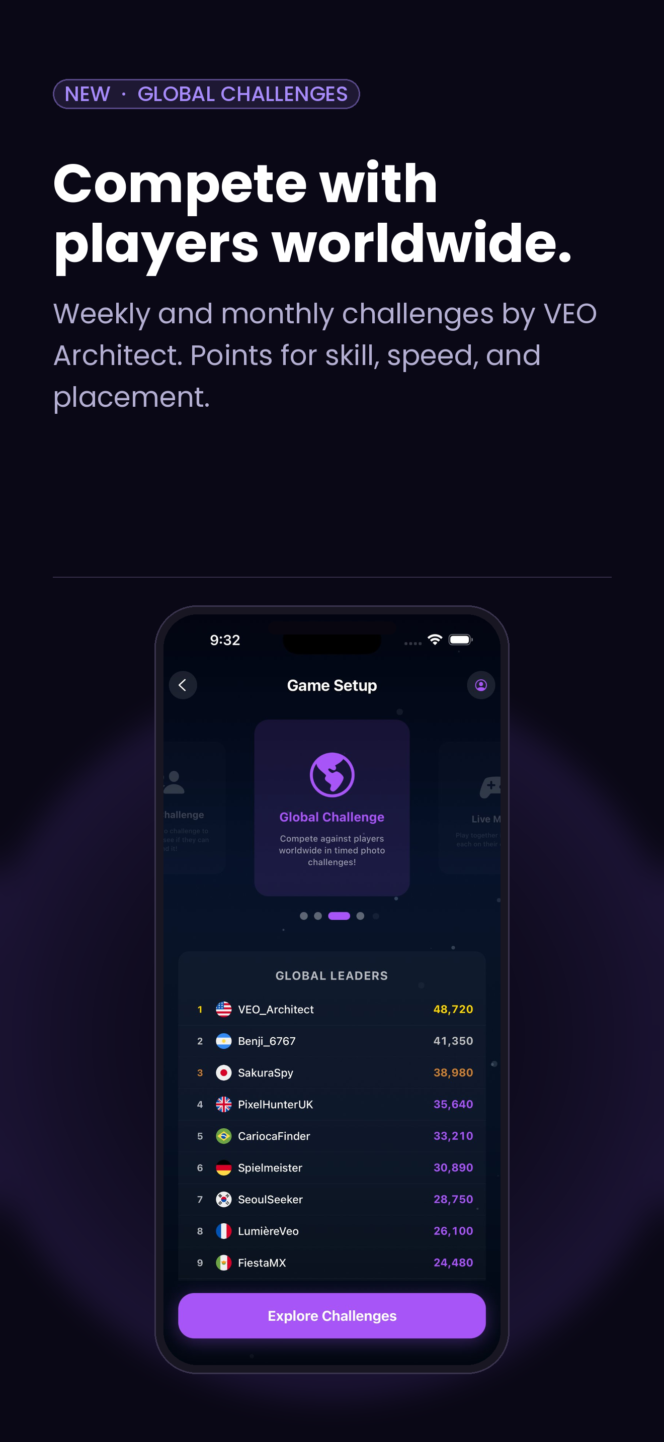Global leaderboard and player profile