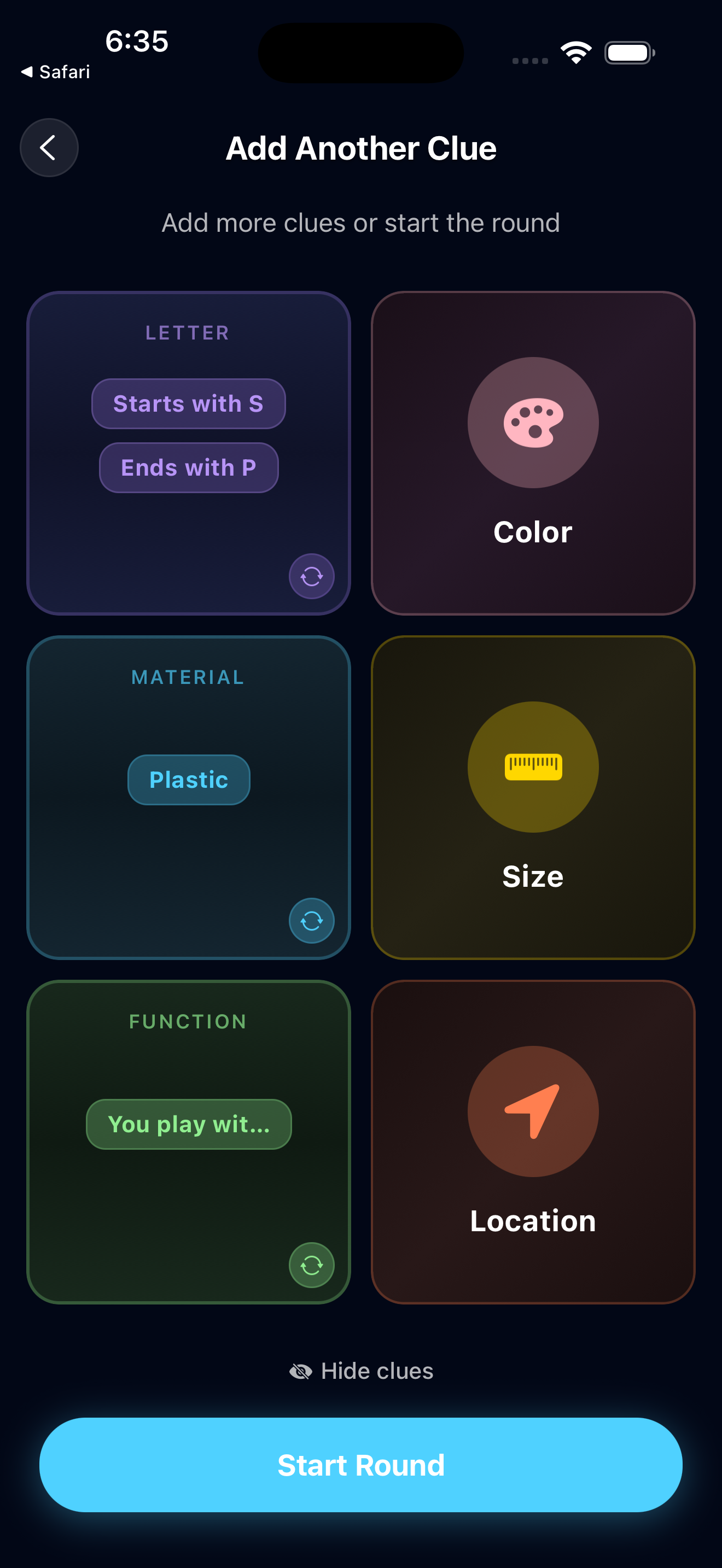Challenge creation screen
